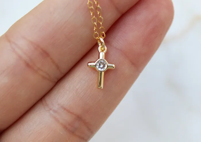 The Little Catholic Necklaces Little Cross Necklace