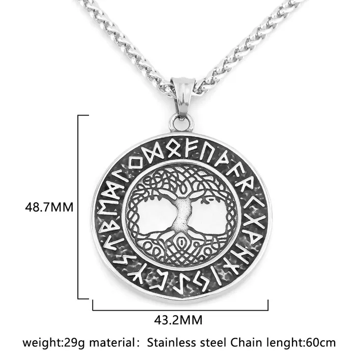 Valhalla Vikings Necklaces Yggdrasil Necklace Tree of Life Runes