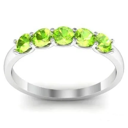 050cttw U Prong Peridot Five Stone Ring deBebians Rings