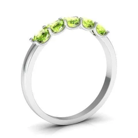 050cttw U Prong Peridot Five Stone Ring deBebians Rings