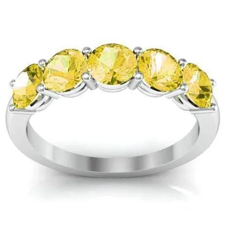 150cttw Shared Prong Yellow Sapphire Five Stone Ring deBebians Rings