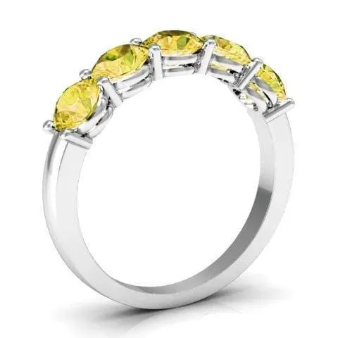 150cttw Shared Prong Yellow Sapphire Five Stone Ring deBebians Rings
