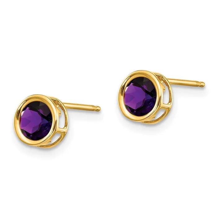 14k 5mm Bezel Amethyst Stud Earrings Jewelry Earrings 14k 5mm Bezel Amethyst Stud Earrings Jewelry Earrings