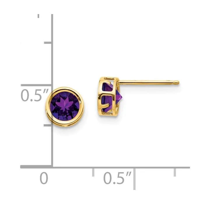 14k 5mm Bezel Amethyst Stud Earrings Jewelry Earrings 14k 5mm Bezel Amethyst Stud Earrings Jewelry Earrings
