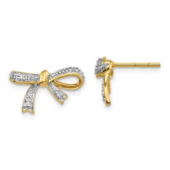 14k Diamond Bow Post Earrings Jewelry Earrings