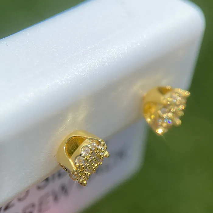 14k Gold Plated 925 Sterling Silver Iced Bling CZ Round Micro Pave Earrings 6MM AMERICAN TIME Earrings 14k Gold Plated 925 Sterling Silver Iced Bling CZ Round Micro Pave Earrings 6MM AMERICAN TIME Earrings