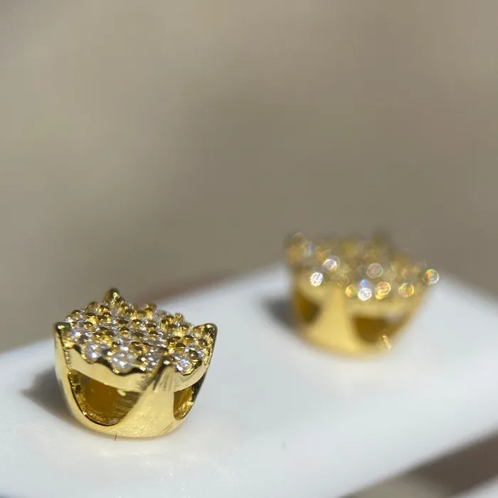 14k Gold Plated 925 Sterling Silver Iced Bling CZ Round Micro Pave Earrings 6MM AMERICAN TIME Earrings 14k Gold Plated 925 Sterling Silver Iced Bling CZ Round Micro Pave Earrings 6MM AMERICAN TIME Earrings