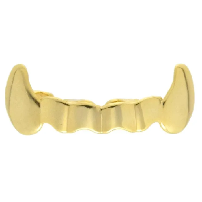14K Gold Plated Half Bottom Teeth Vampire Fangs Grillz Bling Cartel Admin PreStyled Sets 14K Gold Plated Half Bottom Teeth Vampire Fangs Grillz Bling Cartel Admin PreStyled Sets