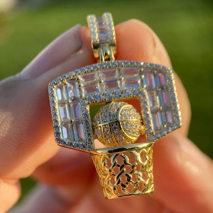 14K Gold Plated on 925 Sterling Silver Basketball Hoop Iced Pendant Flooded Out CZ Bling Cartel Earrings 14K Gold Plated on 925 Sterling Silver Basketball Hoop Iced Pendant Flooded Out CZ Bling Cartel Earrings