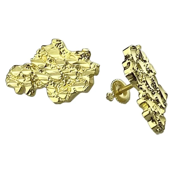 14K Gold Plated over 925 Sterling Silver Nugget Earrings 25MM American Time Earrings 14K Gold Plated over 925 Sterling Silver Nugget Earrings 25MM American Time Earrings