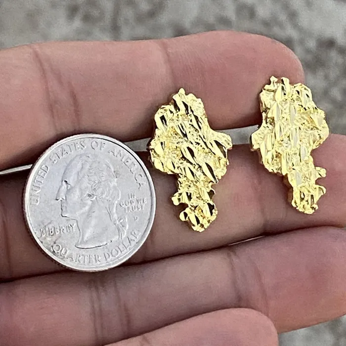14K Gold Plated over 925 Sterling Silver Nugget Earrings 25MM American Time Earrings