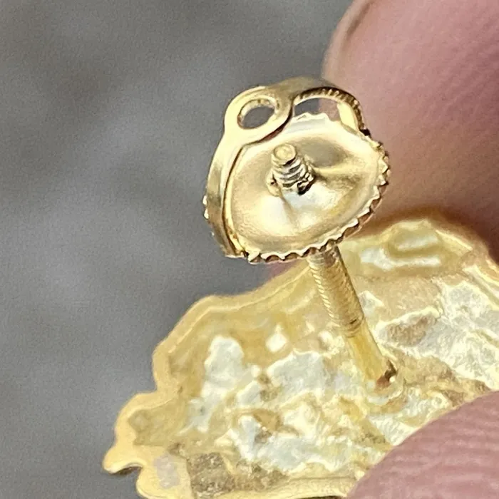 14K Gold Plated over 925 Sterling Silver Nugget Earrings 25MM American Time Earrings