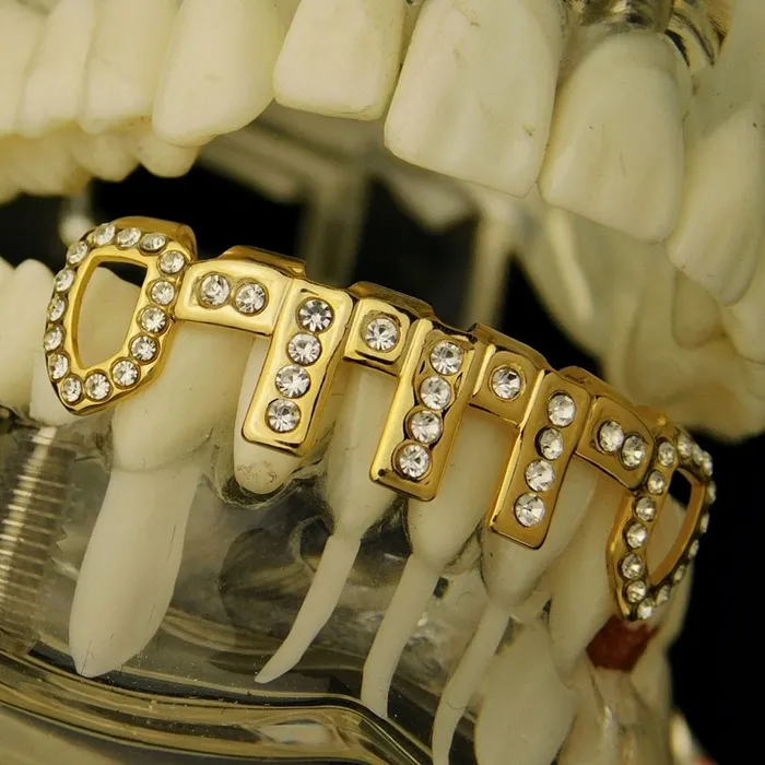 14K Gold Plated Vertical Bars Iced Bottom Teeth Grillz Bling Cartel Admin PreStyled Sets