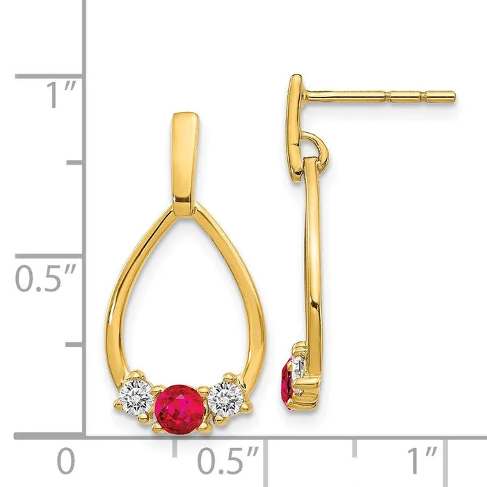 14K Gold w AF Ruby White Sapphire Post Dangle Earrings Jewelry Earrings 14K Gold w AF Ruby White Sapphire Post Dangle Earrings Jewelry Earrings