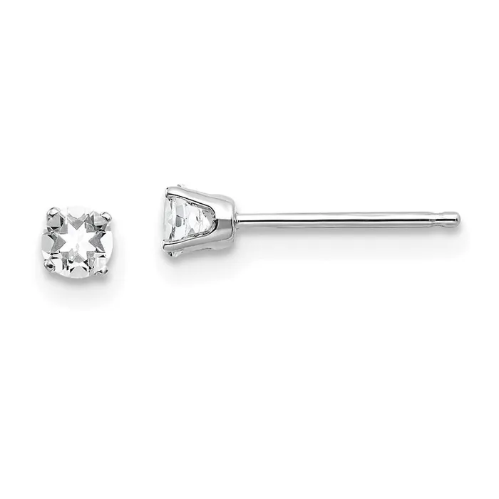 14k White Gold 3mm White Topaz Stud Earrings Jewelry Earrings