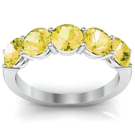 200cttw Shared Prong Yellow Sapphire Five Stone Ring deBebians Rings