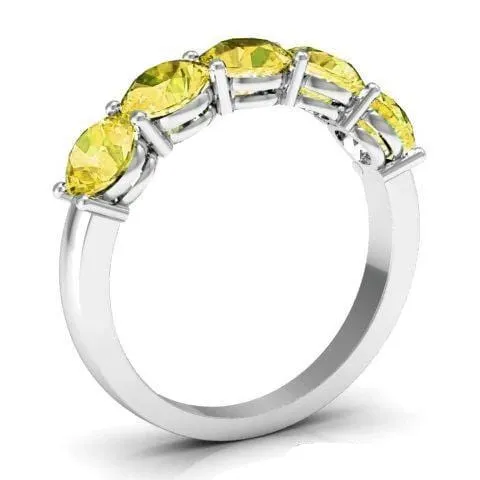200cttw Shared Prong Yellow Sapphire Five Stone Ring deBebians Rings