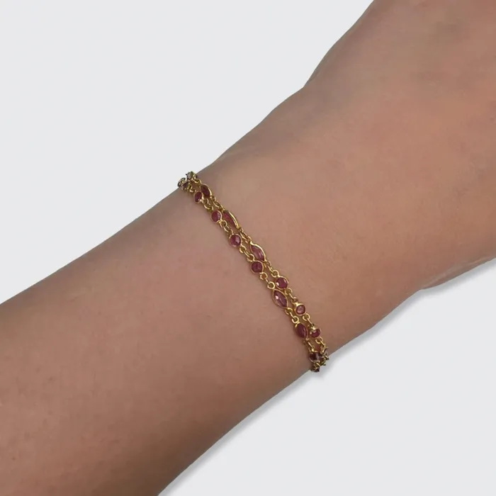21stfinds Bracelets Vintage Yellow Gold Ruby Link Bracelet 21stfinds Bracelets Vintage Yellow Gold Ruby Link Bracelet