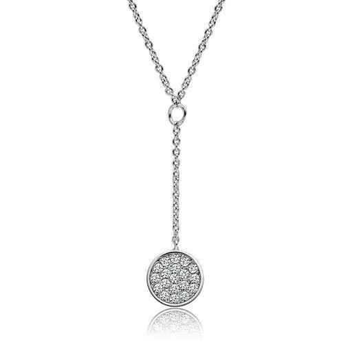 3W077 Rhodium Brass Necklace with AAA Grade CZ in Clear Alamode Necklaces