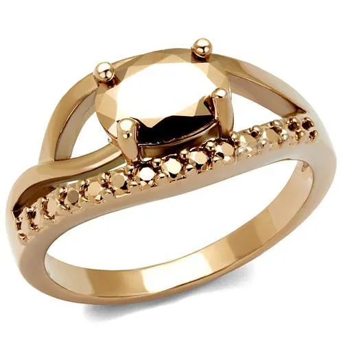 3W1198 IP Rose GoldIon Plating Brass Ring with AAA Grade CZ in Metallic Light Gold Alamode Rings