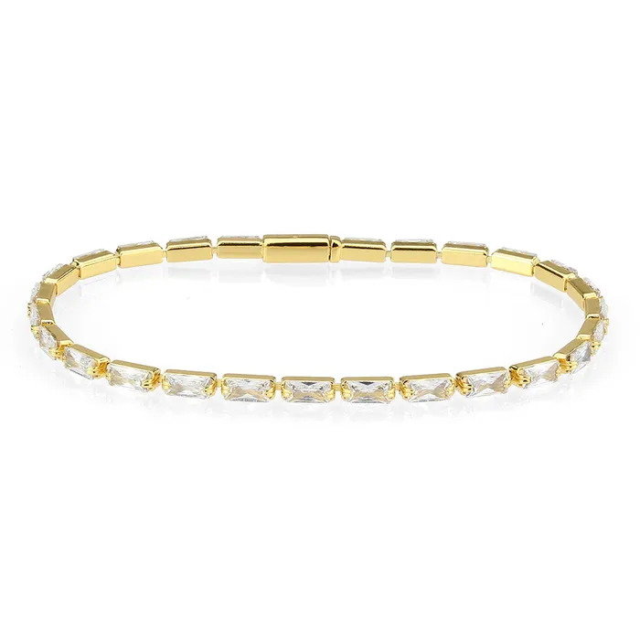 3W1716 Gold Brass Bracelet with AAA Grade CZ in Clear Alamode Bracelets
