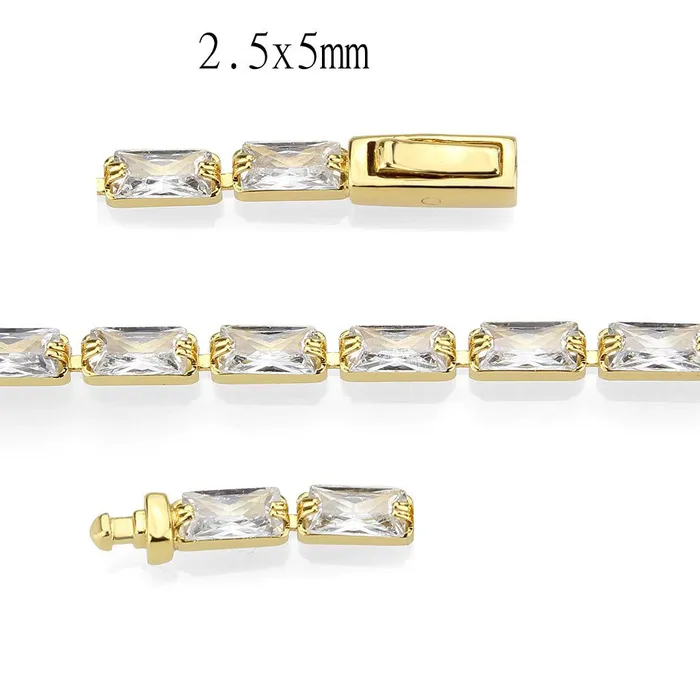 3W1716 Gold Brass Bracelet with AAA Grade CZ in Clear Alamode Bracelets 3W1716 Gold Brass Bracelet with AAA Grade CZ in Clear Alamode Bracelets