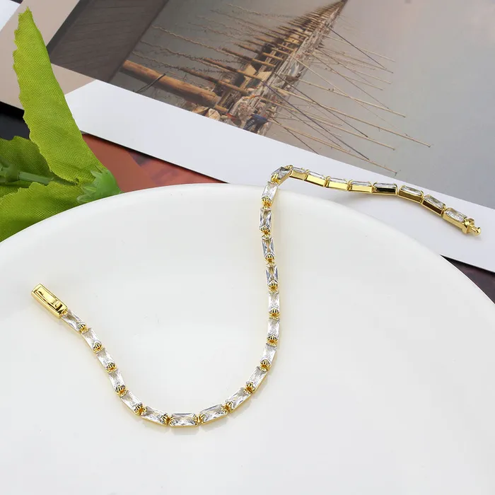 3W1716 Gold Brass Bracelet with AAA Grade CZ in Clear Alamode Bracelets 3W1716 Gold Brass Bracelet with AAA Grade CZ in Clear Alamode Bracelets