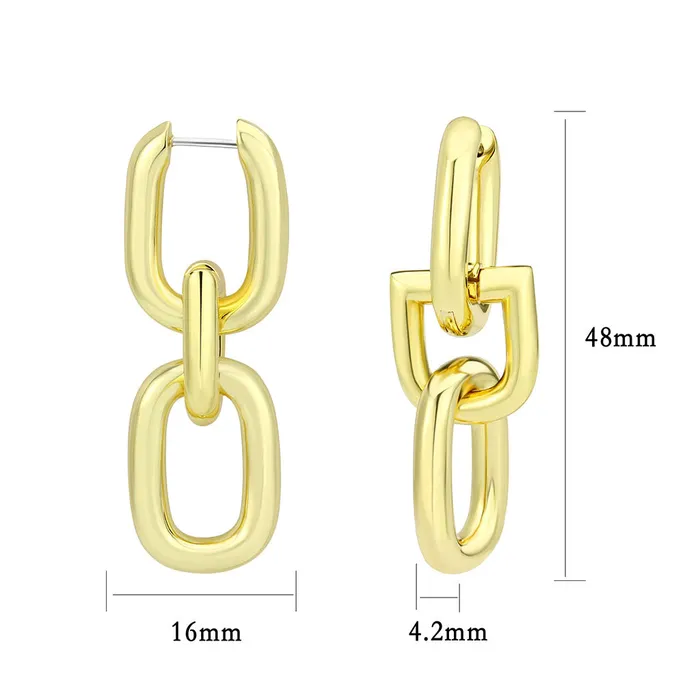 3W1736G Flash Gold Brass Earring with NoStone in No Stone Alamode Earrings