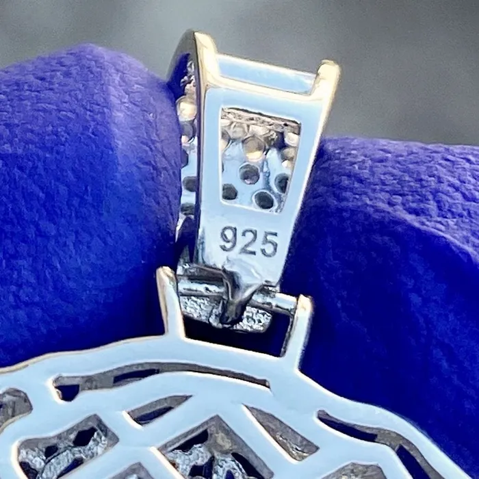 925 Sterling Silver Iced Flooded Out Baguette Crown Jesus Pendant SMALL Bling Cartel Admin Necklaces