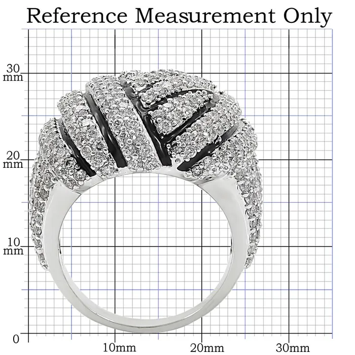 Alamode 1W016 Rhodium Brass Ring with AAA Grade CZ in Clear Rings