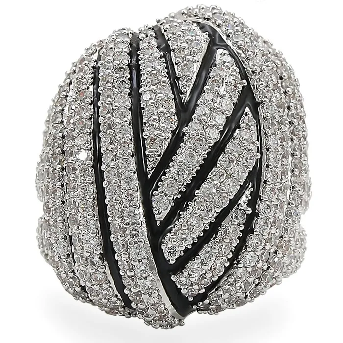 Alamode 1W016 Rhodium Brass Ring with AAA Grade CZ in Clear Rings
