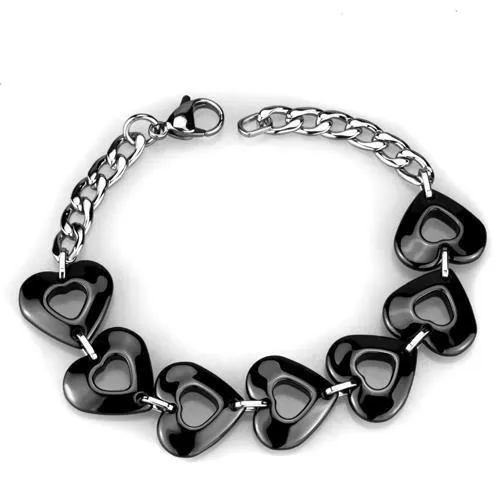 Alamode 3W1007 High polished no plating Stainless Steel Bracelet with Ceramic in Jet Bracelets Alamode 3W1007 High polished no plating Stainless Steel Bracelet with Ceramic in Jet Bracelets