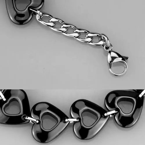 Alamode 3W1007 High polished no plating Stainless Steel Bracelet with Ceramic in Jet Bracelets