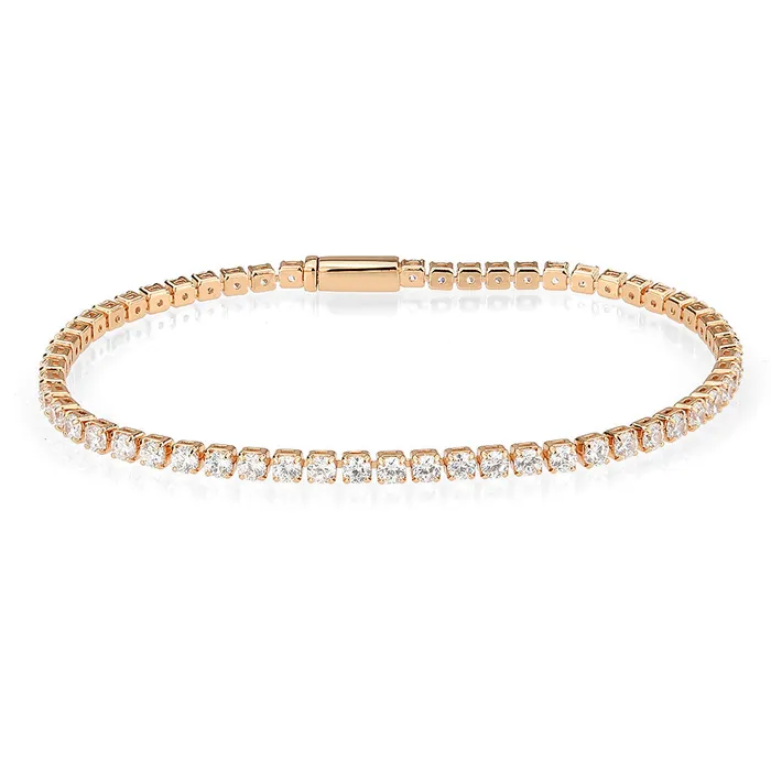 Alamode 3W1690 Rose Gold Brass Bracelet with AAA Grade CZ in Clear Bracelets