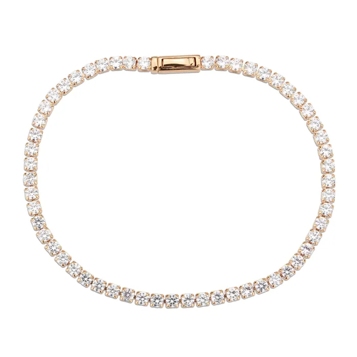 Alamode 3W1690 Rose Gold Brass Bracelet with AAA Grade CZ in Clear Bracelets Alamode 3W1690 Rose Gold Brass Bracelet with AAA Grade CZ in Clear Bracelets