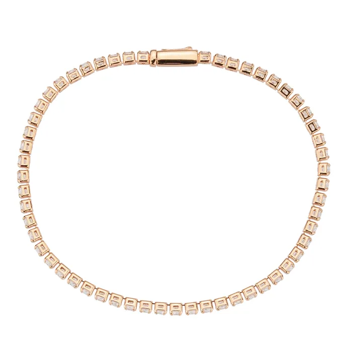 Alamode 3W1690 Rose Gold Brass Bracelet with AAA Grade CZ in Clear Bracelets Alamode 3W1690 Rose Gold Brass Bracelet with AAA Grade CZ in Clear Bracelets