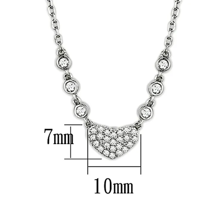Alamode 3W433 Rhodium Brass Necklace with AAA Grade CZ in Clear Necklaces