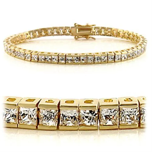 Alamode Bracelets 47101 Gold Brass Bracelet with AAA Grade CZ in Clear