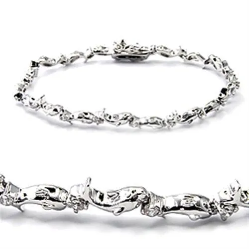 Alamode Bracelets 6X490 Rhodium Brass Bracelet with AAA Grade CZ in Clear