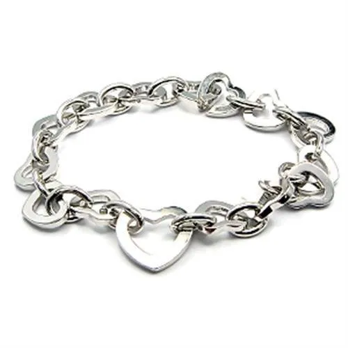 Alamode Bracelets 6X491 Rhodium Brass Bracelet with No Stone
