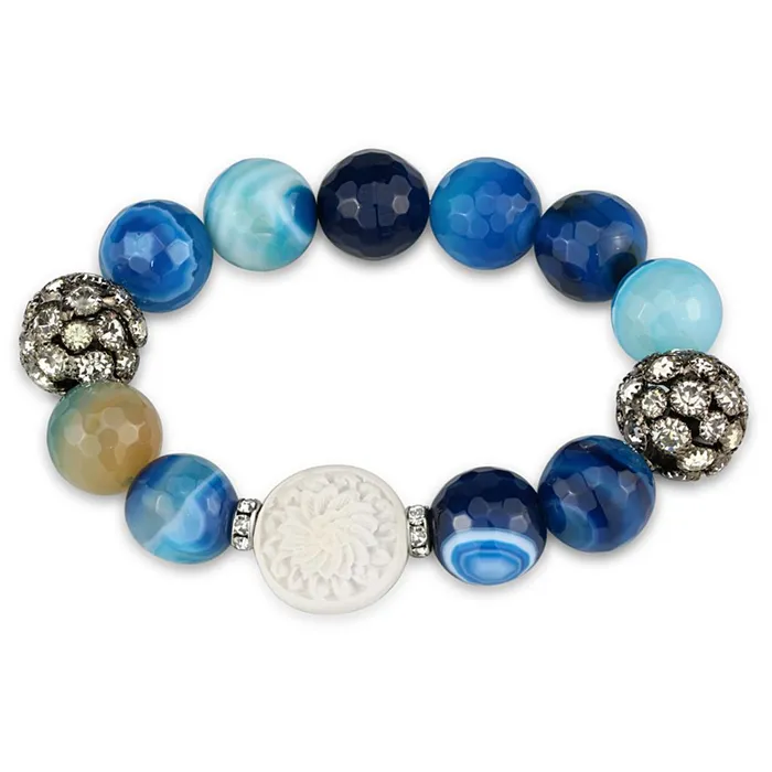 Alamode Bracelets LO3781 Antique Silver Brass Bracelet with Synthetic Onyx in Multi Color Alamode Bracelets LO3781 Antique Silver Brass Bracelet with Synthetic Onyx in Multi Color