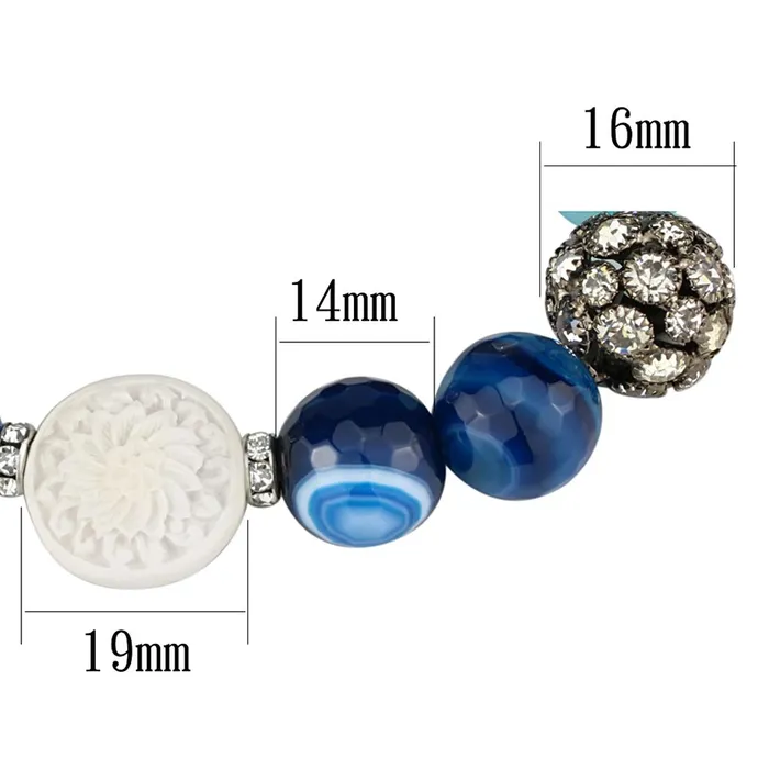Alamode Bracelets LO3781 Antique Silver Brass Bracelet with Synthetic Onyx in Multi Color