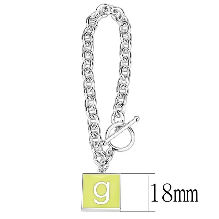 Alamode Bracelets LO4646 HighPolished Brass Bracelet with Epoxy in Emerald
