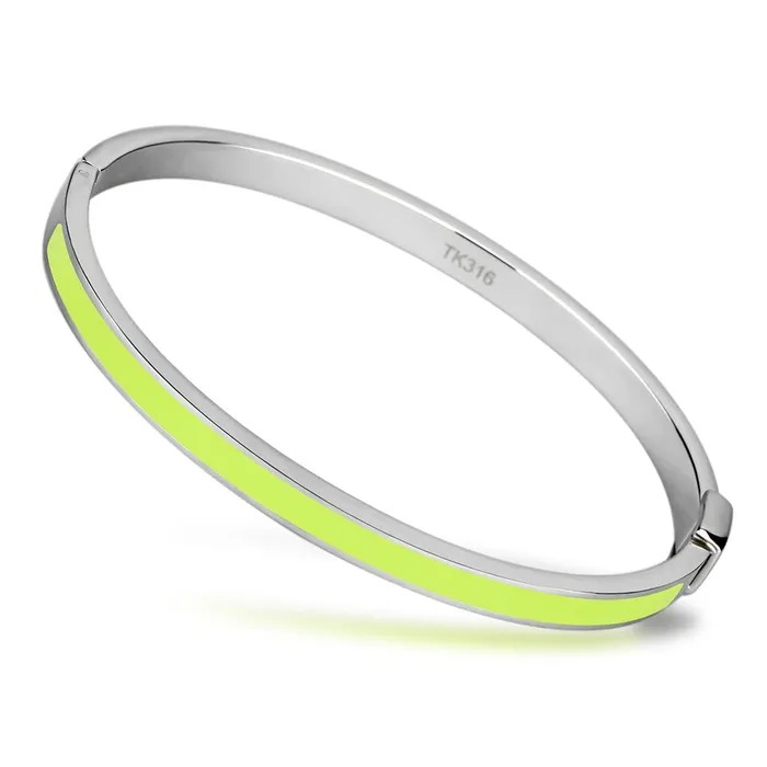 Alamode Bracelets TK746 High polished no plating Stainless Steel Bangle with Epoxy in Apple Green color Alamode Bracelets TK746 High polished no plating Stainless Steel Bangle with Epoxy in Apple Green color