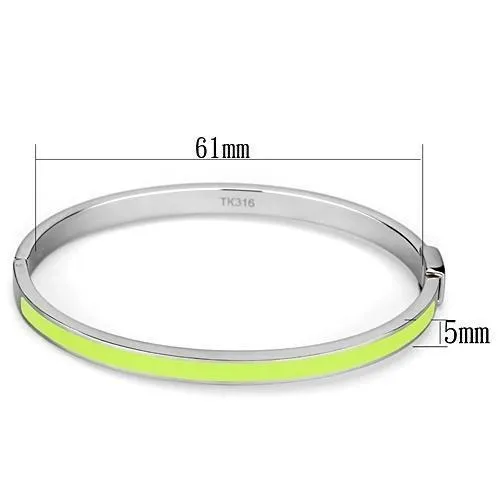 Alamode Bracelets TK746 High polished no plating Stainless Steel Bangle with Epoxy in Apple Green color