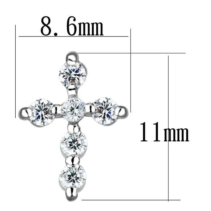 Alamode Earrings 3W1294 Rhodium Brass Earrings with AAA Grade CZ in Clear