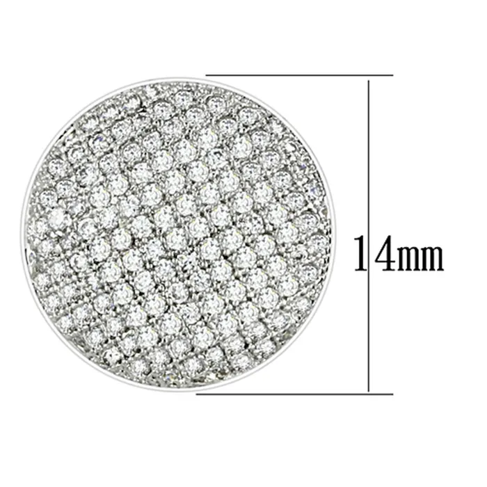Alamode Earrings 3W388 Rhodium Brass Earrings with AAA Grade CZ in Clear