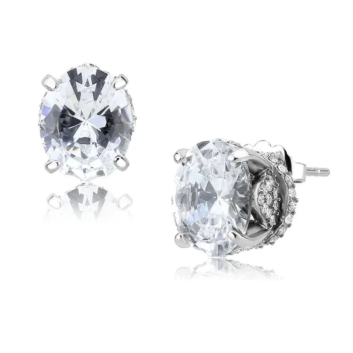 Alamode Earrings DA325 No Plating Stainless Steel Earrings with AAA Grade CZ in Clear Alamode Earrings DA325 No Plating Stainless Steel Earrings with AAA Grade CZ in Clear