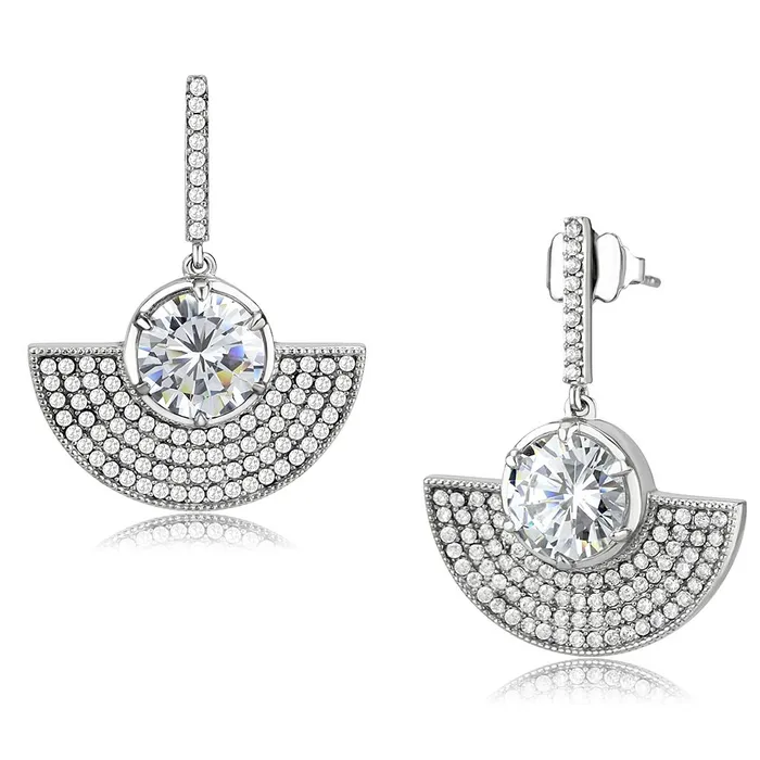 Alamode Earrings DA334 No Plating Stainless Steel Earrings with AAA Grade CZ in Clear Alamode Earrings DA334 No Plating Stainless Steel Earrings with AAA Grade CZ in Clear