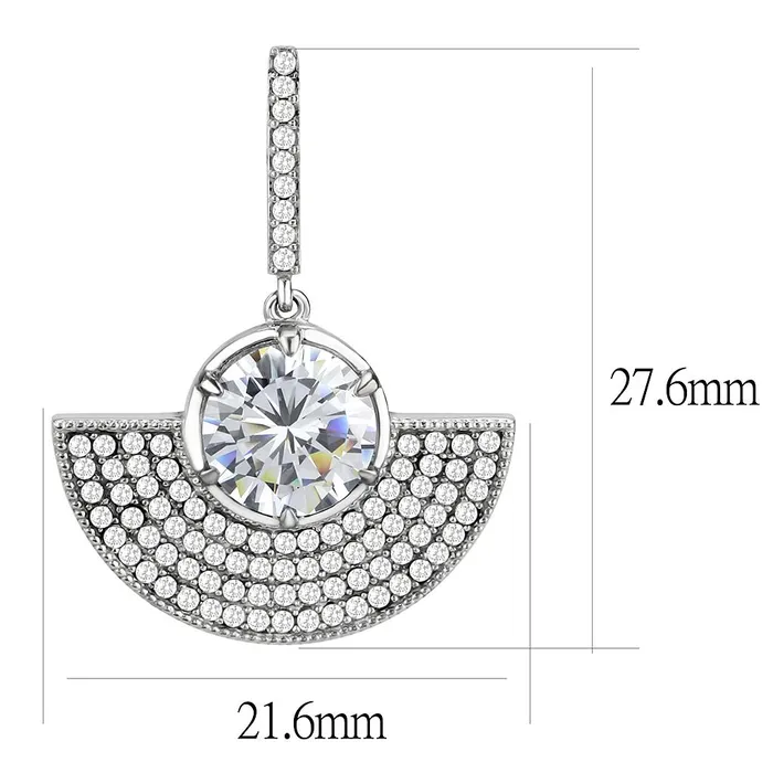 Alamode Earrings DA334 No Plating Stainless Steel Earrings with AAA Grade CZ in Clear